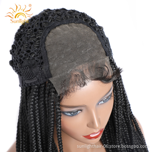 Sunlight Braided Wigs Human Glueless Braid Wholesale Lace Extensions Closure Fiber Synthetic braiding hair wig
